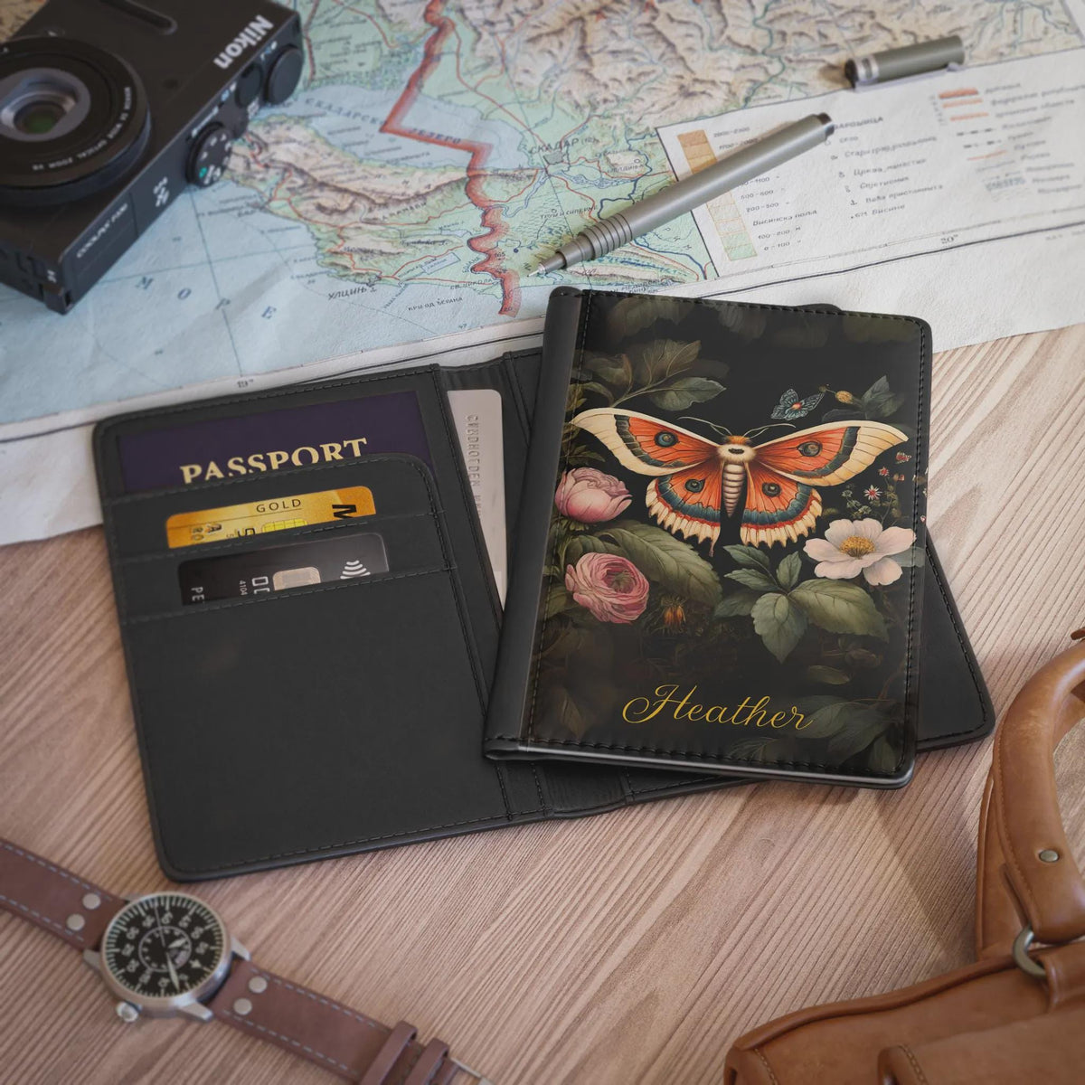 Witchy Travel Lover Gift Luna Moth Passport Holder Dark Aesthetic Travel Accessories Gothic Cover Dark Academia Whimsi Goth Travel Wallet