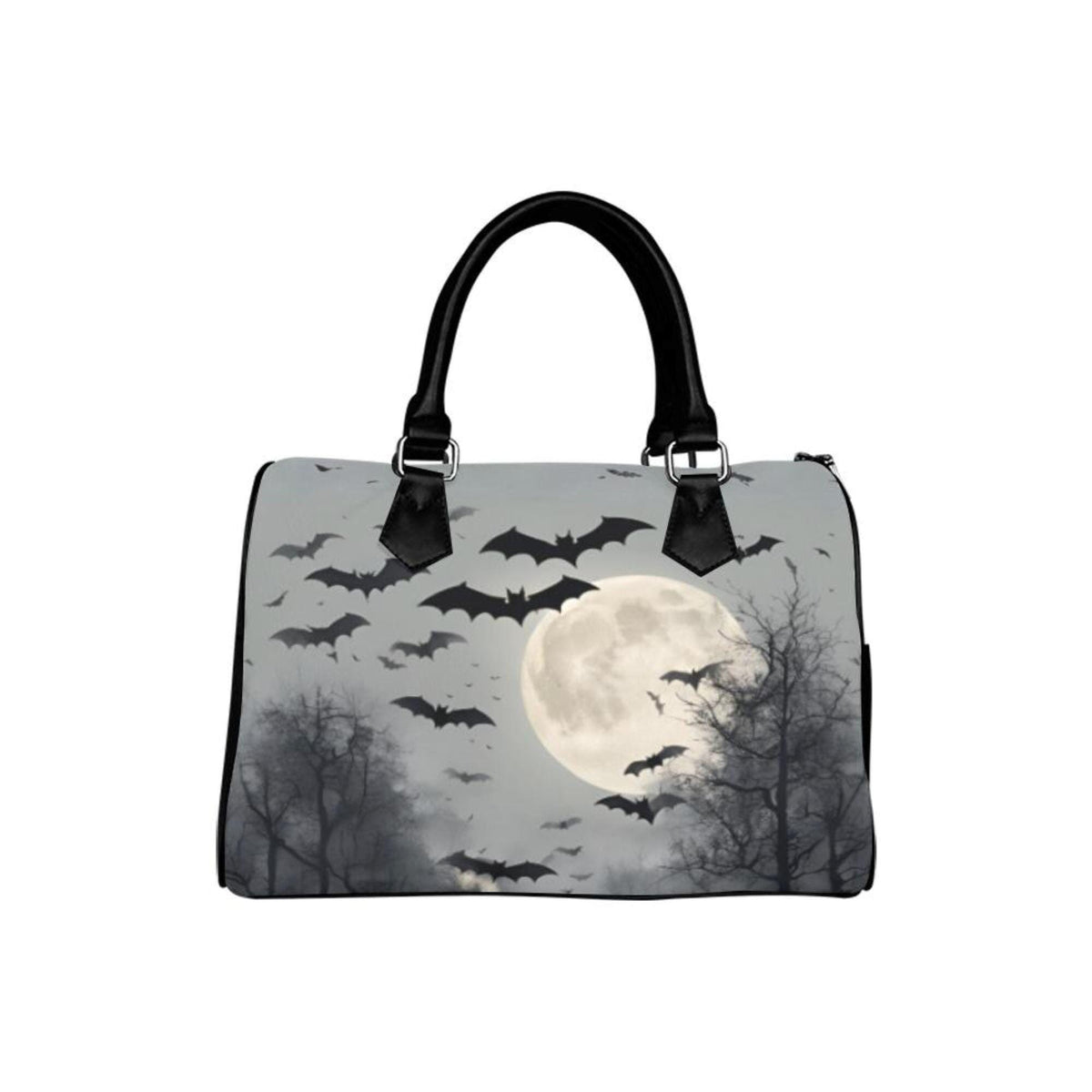 Gothic Bat Lock Bag: Full Moon Gothcore Barrel Bag