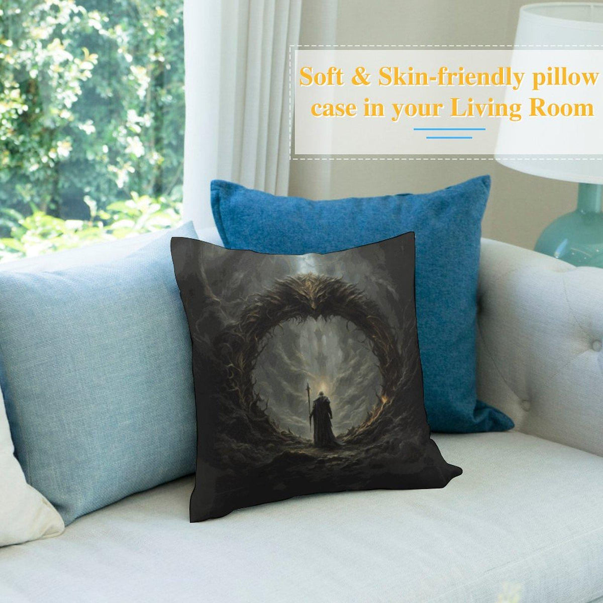 Video Game Lover Gift Idea for Boyfriend Fantasy Decor for Bedroom Elden Ring Gamer Plush Throw Pillow Cover Dark Souls Dragon Age Merch