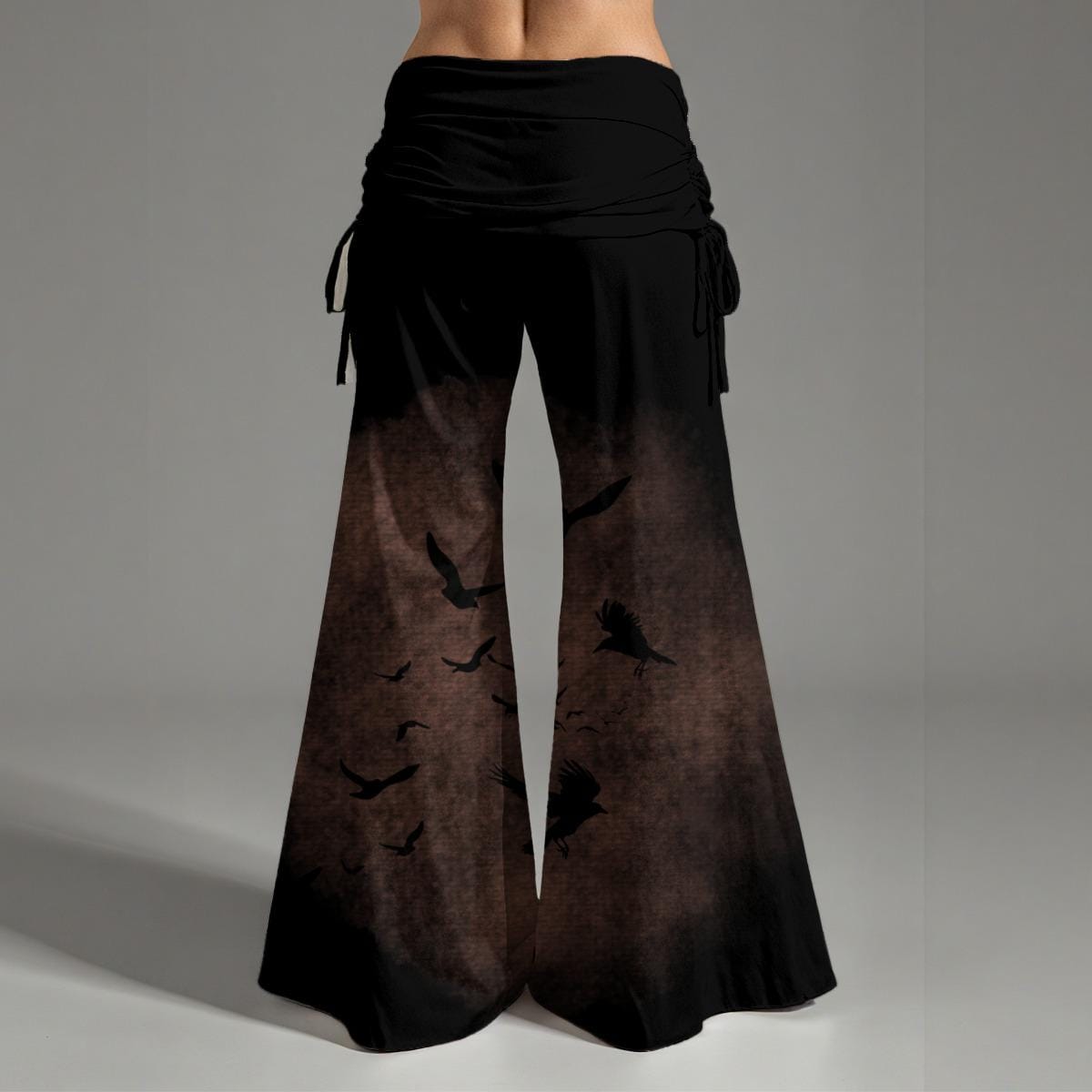 Raven Whimsigoth Clothes Edgar Allan Poe Gift for Women Atl Clothing Murder of Crows Palazzo Pants Gothic Wide Leg Trousers for Pilates
