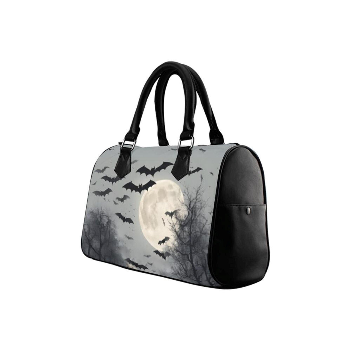 Gothic Bat Lock Bag: Full Moon Gothcore Barrel Bag