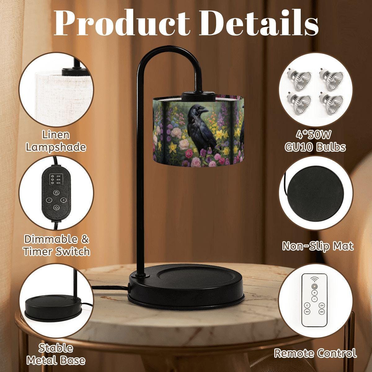 Cottagecore Crow Candle Warmer Lamp Gift for Christmas Dark Academia Decor for Crow Lover fall host gift for Halloween Witch Gift for Bestie
