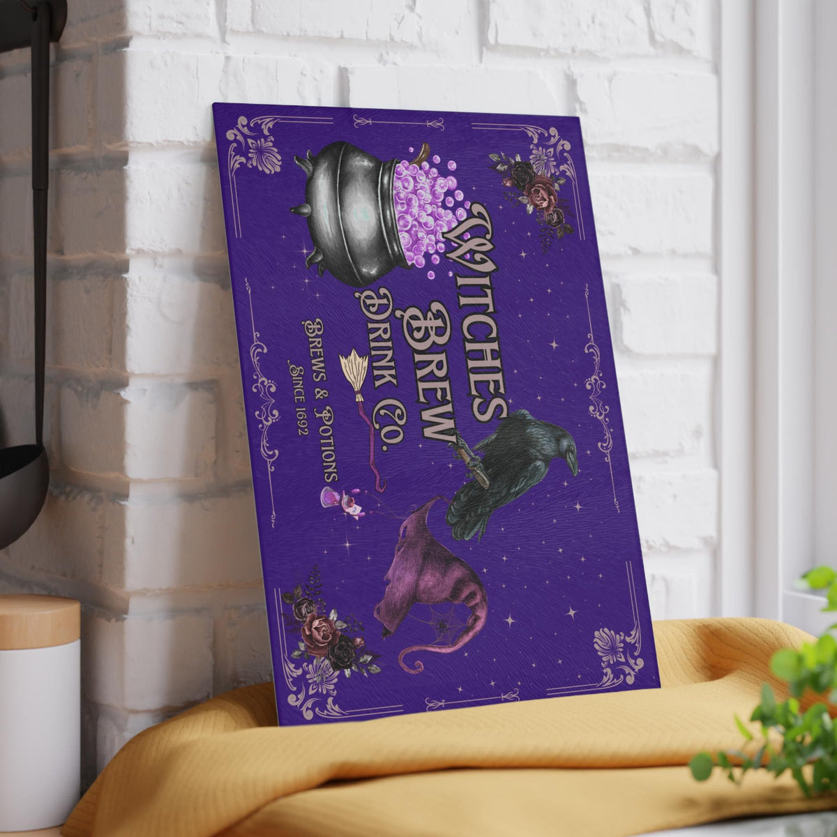 Kitchen Witch Gift for Mom Daughter Practical Magic Accessory for Witch Essential Witches Brew Midnight Margaritas Raven Glass Cutting Board