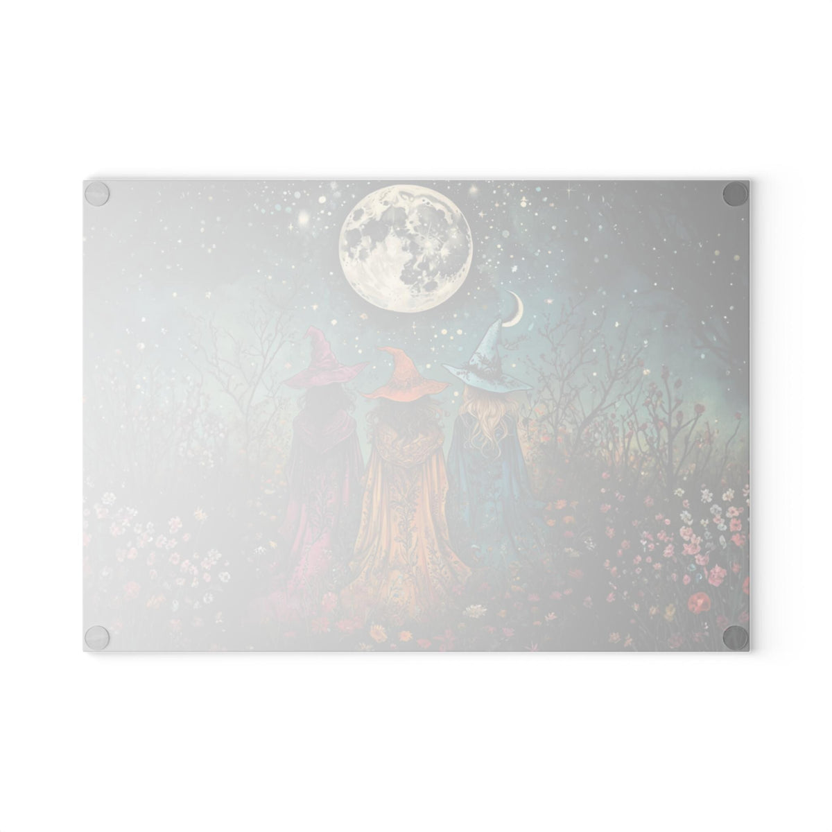 Sisterhood Witch Gift Idea for Mom Boho Witches Fall Hosting Gift Idea Kitchen Witch Decor for Halloween Party Moonlight Glass Cutting Board