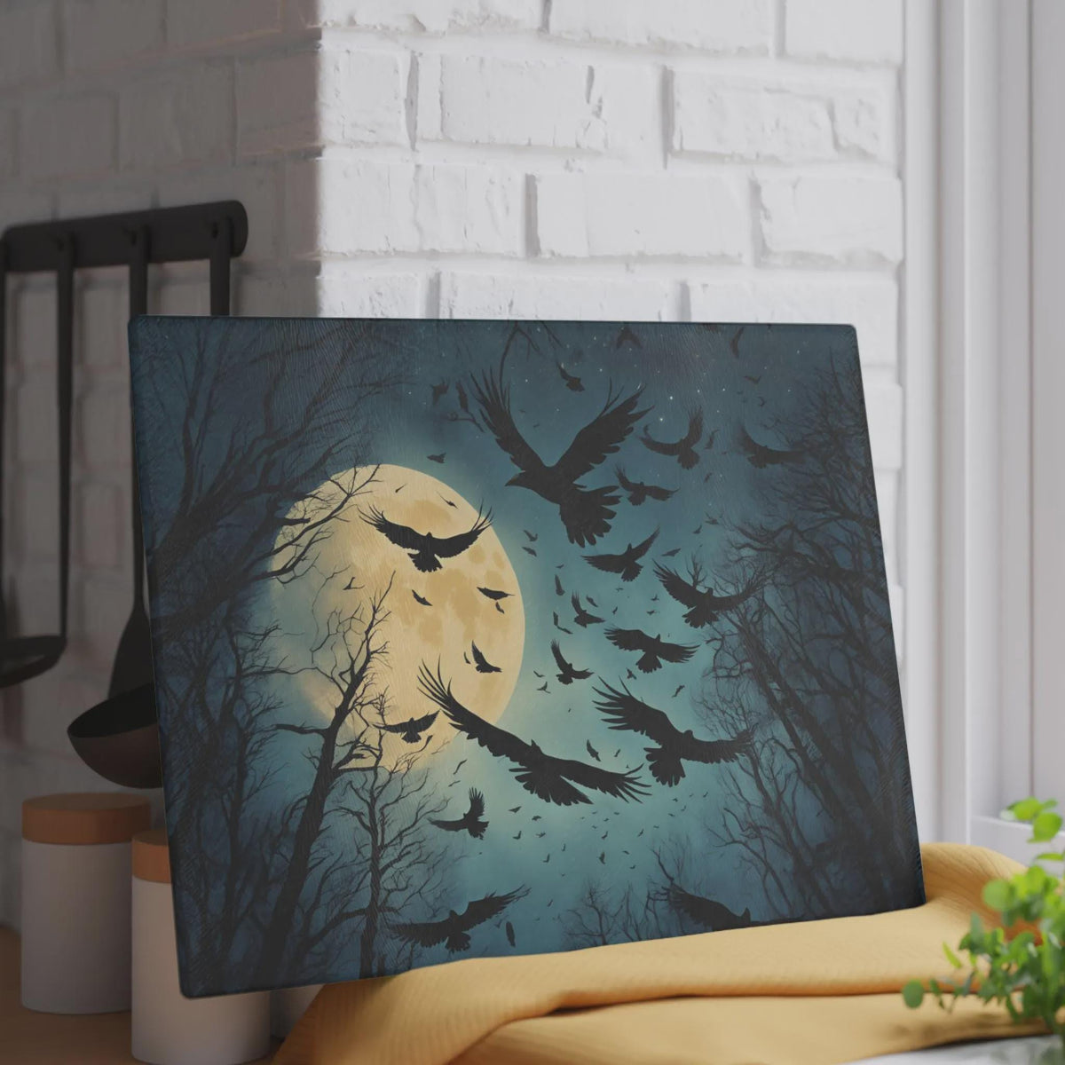 Practical Magic Accessory for Halloween Cutting Board Idea for Good Witch Crow Themed Gifts for Bird Nerd Dark Academia Whimsigoth Decor