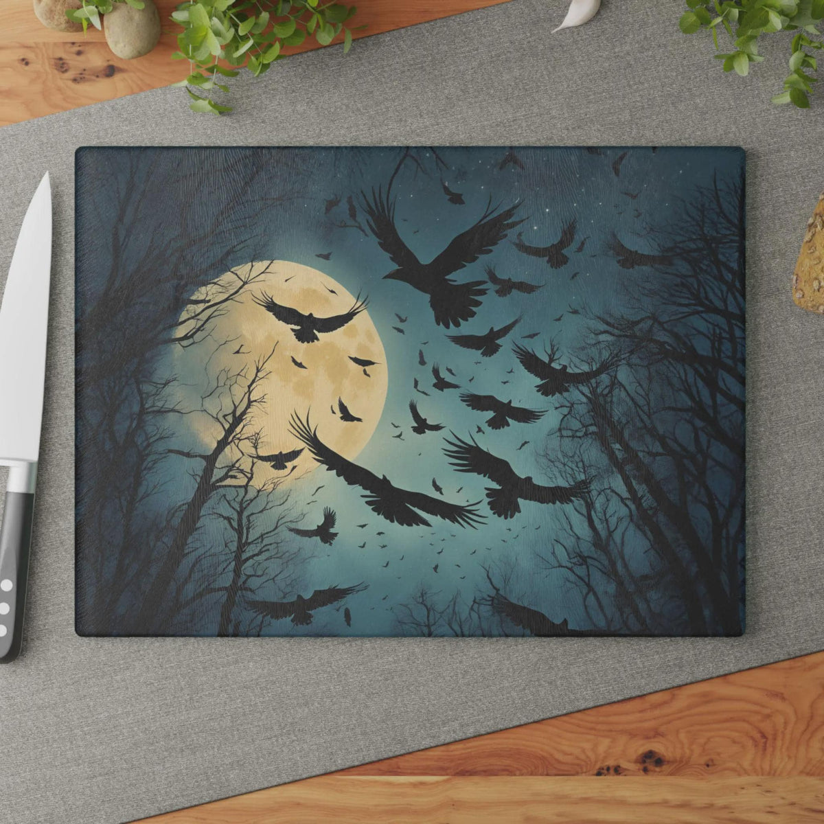 Practical Magic Accessory for Halloween Cutting Board Idea for Good Witch Crow Themed Gifts for Bird Nerd Dark Academia Whimsigoth Decor