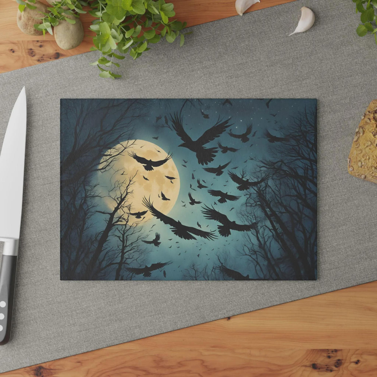 Practical Magic Accessory for Halloween Cutting Board Idea for Good Witch Crow Themed Gifts for Bird Nerd Dark Academia Whimsigoth Decor