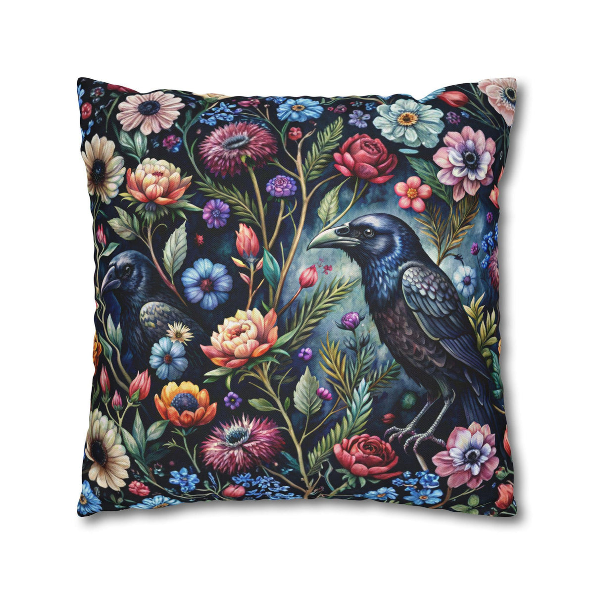 Perfect Fall Host Gift Idea Halloween Party Favor Victorian Dark Academia Throw Floral with Crows Pillowcase Witchcore Velvet Raven Blanket