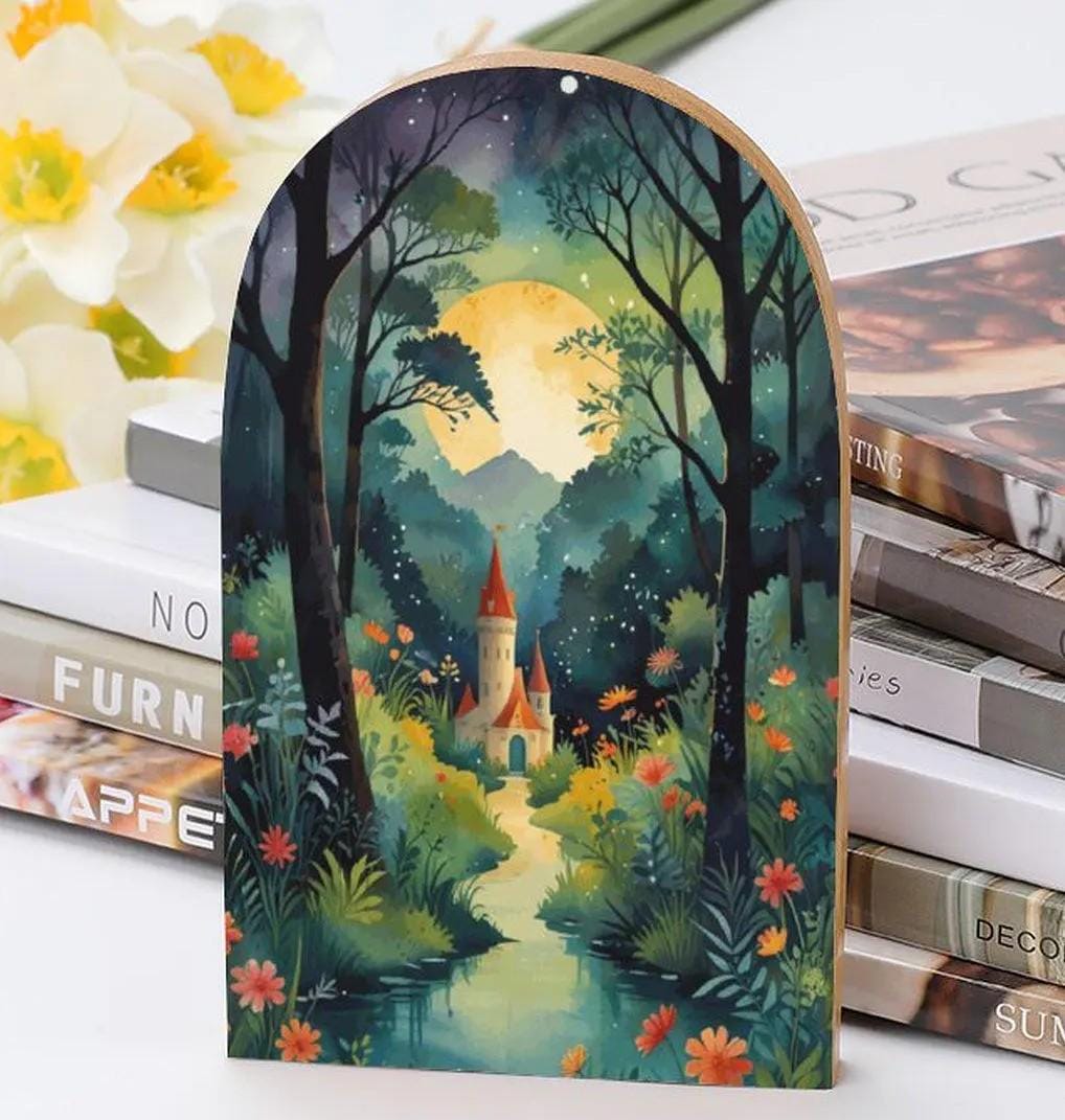 Fairytale Castle Wood Bookends: Whimsical Reading Nook Decor