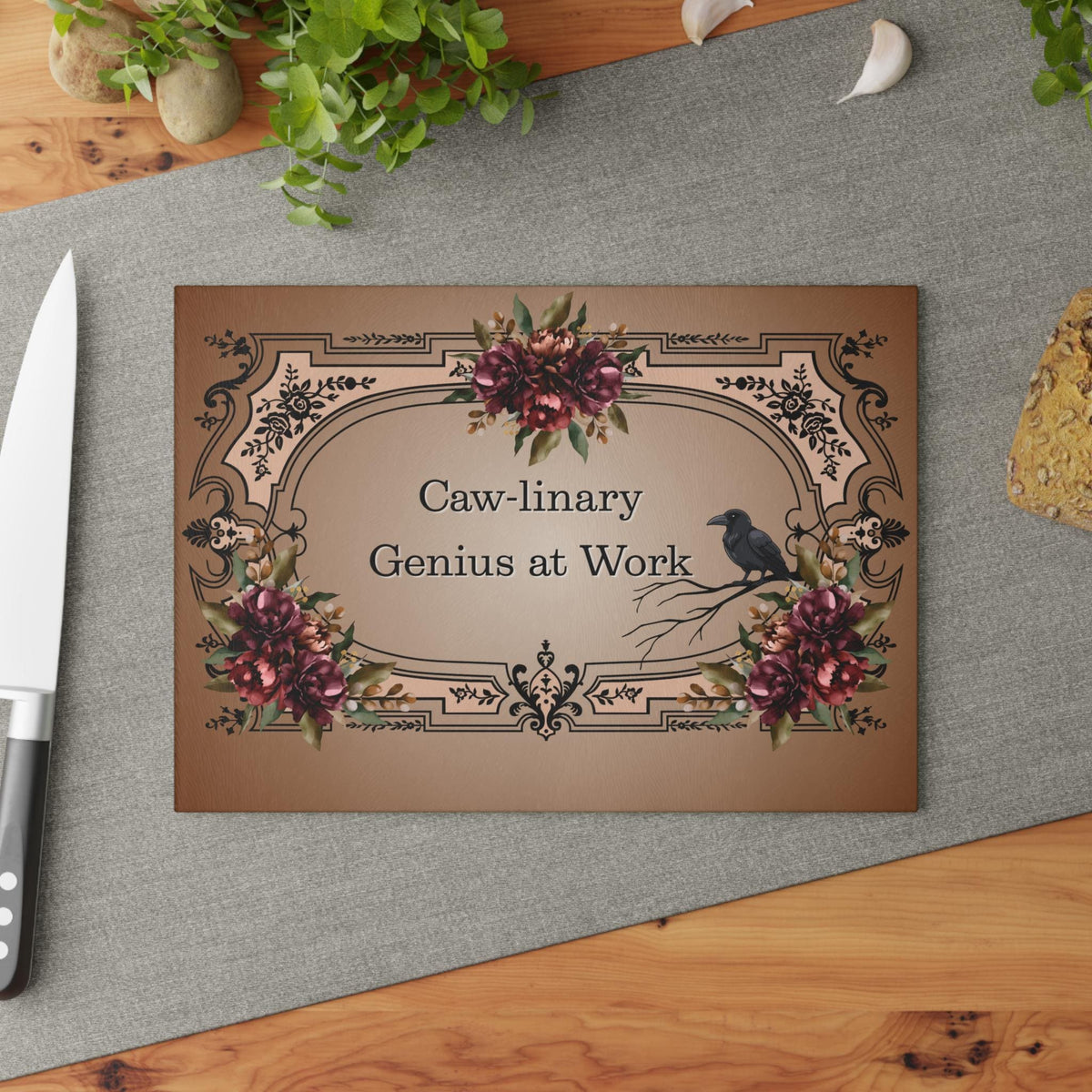 Funny Cutting Board Gifts for Foodies Raven Lover Halloween Fall Host Gift Whimsigoth Home Owner Realtor Closing Gift Edgar Allan Poe Decor