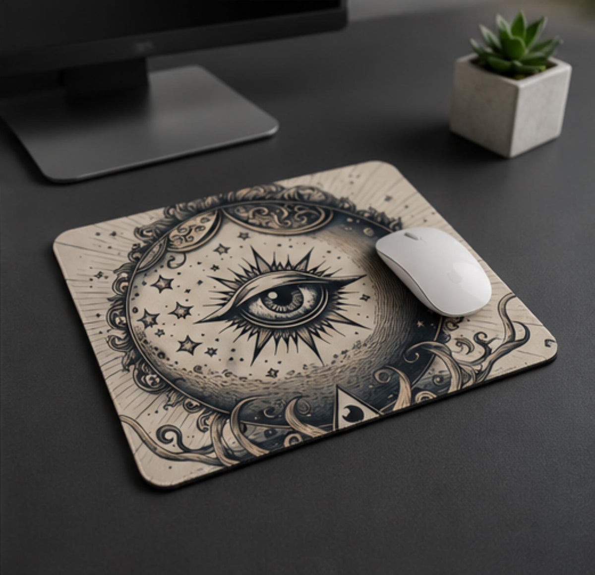 Whimsy Goth Celestial Eye Mouse Pad Mystic Home Office Decor Custom Mouse Pad Teenager Girl Gift Webcore Cubicle Decor Custom Desk Mat