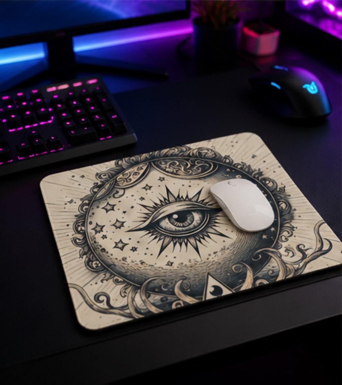 Whimsy Goth Celestial Eye Mouse Pad Mystic Home Office Decor Custom Mouse Pad Teenager Girl Gift Webcore Cubicle Decor Custom Desk Mat