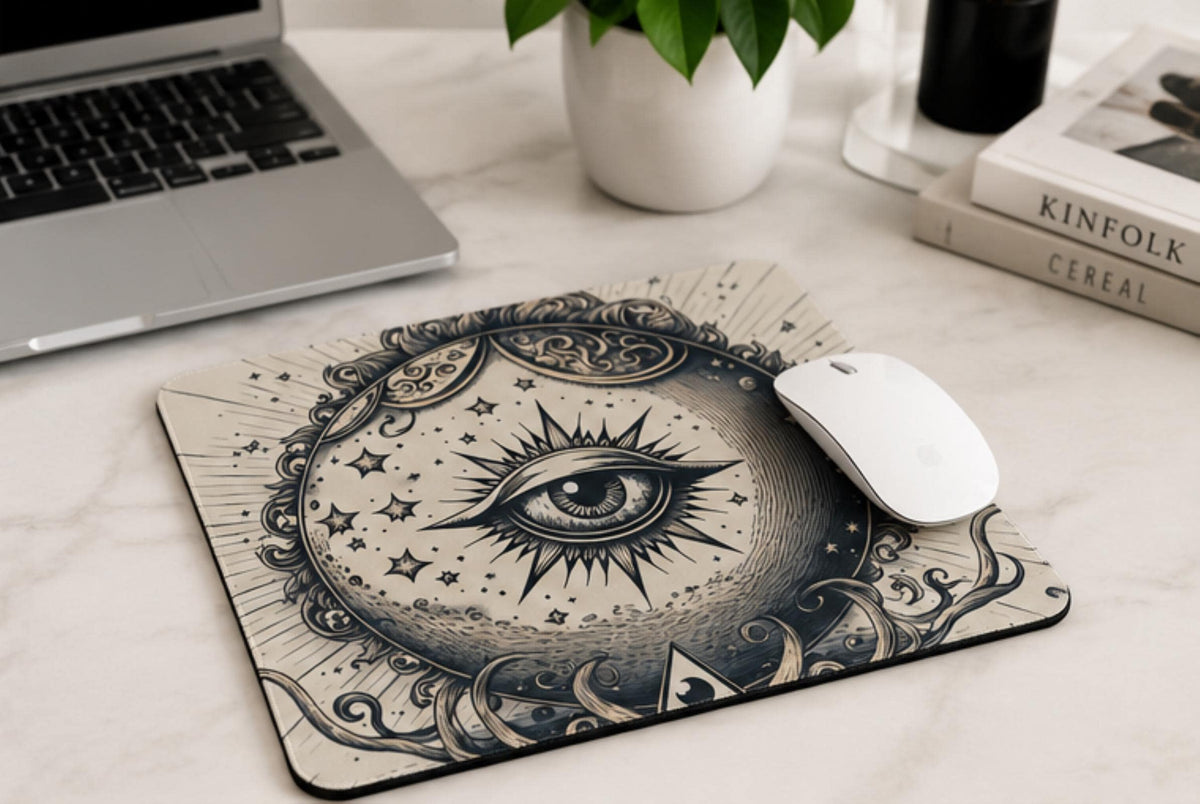 Whimsy Goth Celestial Eye Mouse Pad Mystic Home Office Decor Custom Mouse Pad Teenager Girl Gift Webcore Cubicle Decor Custom Desk Mat