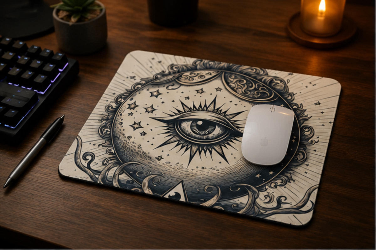 Whimsy Goth Celestial Eye Mouse Pad Mystic Home Office Decor Custom Mouse Pad Teenager Girl Gift Webcore Cubicle Decor Custom Desk Mat