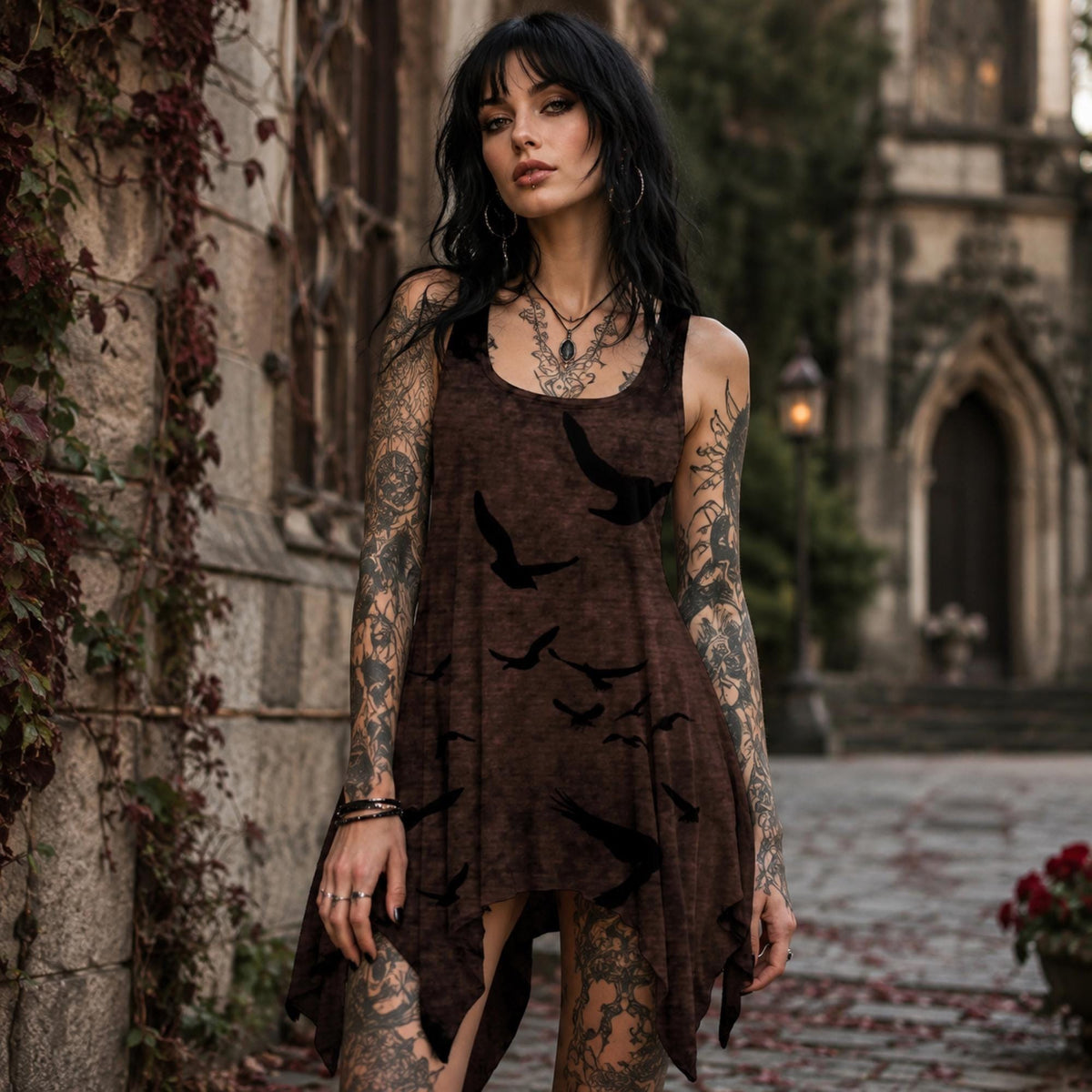 Grunge Clothing Murder of Crows Gothic Cami Raven Halter Crop Top Crow Tank Aesthetic Clothes Dark Academia Edgar Allan Poe Vintage Book Tee