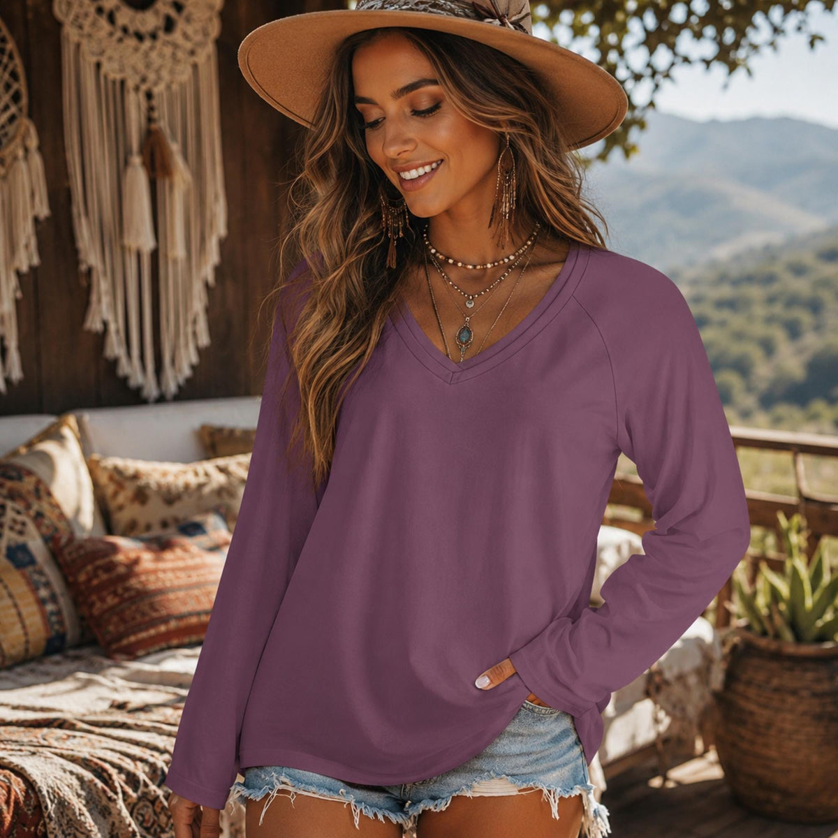 Fall Autumn Blouse Best Selling Tunic Woman Fashion Plus Size Shirt Boho Loose Fit Top Relaxed Long Sleeve Tee Loose Fit Holiday Separates