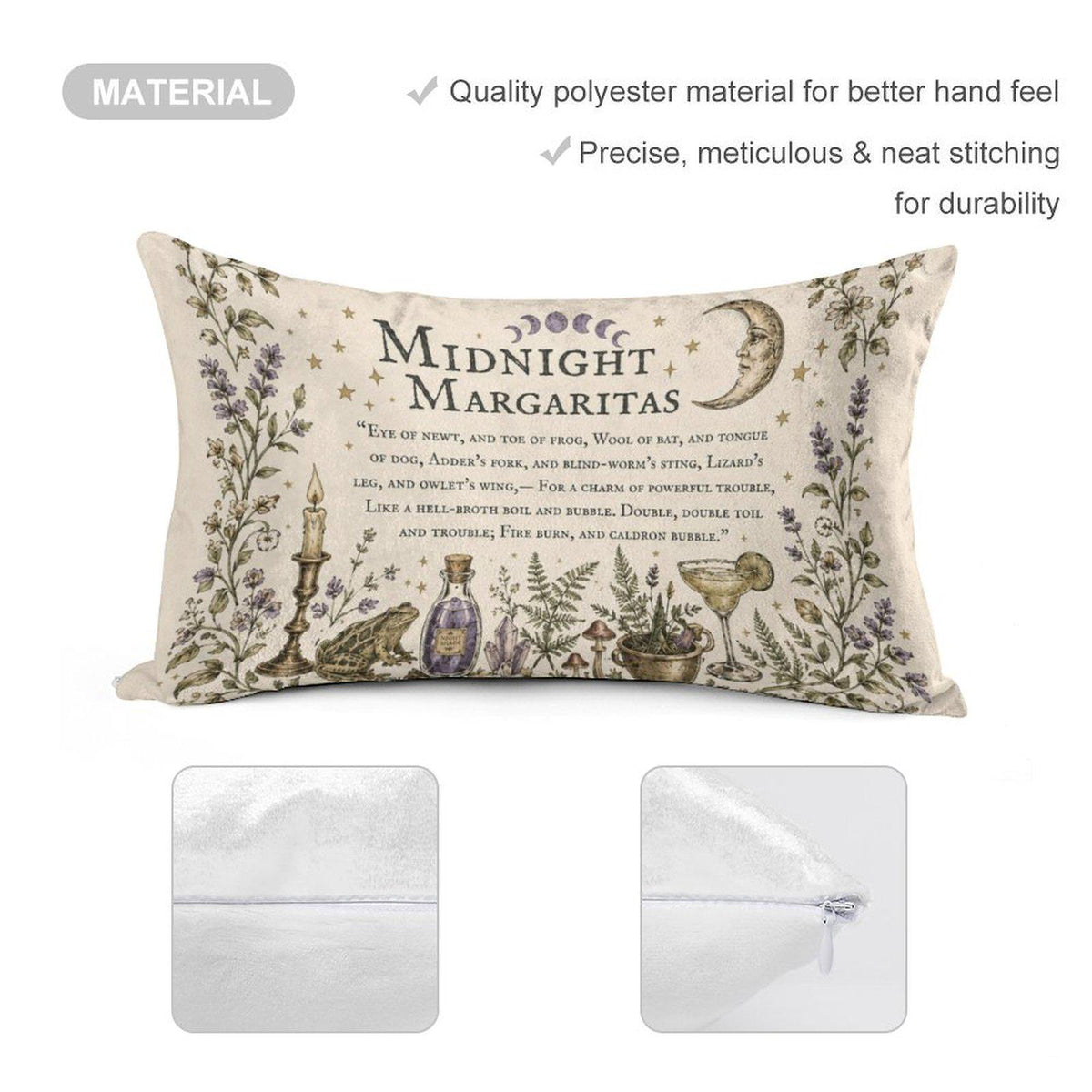 Practical Magic Midnight Margaritas Velvet Pillowcase Witchcore Halloween Throw Pillow Gothic Pillowcase Witch Gifts Decor Goth Witchy Vibes
