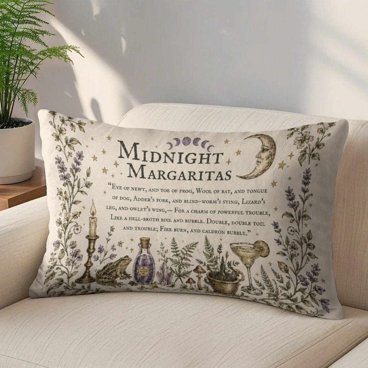 Practical Magic Midnight Margaritas Velvet Pillowcase Witchcore Halloween Throw Pillow Gothic Pillowcase Witch Gifts Decor Goth Witchy Vibes