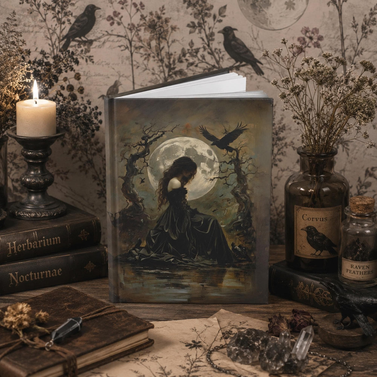 Gothic Writer Notebook Witch Gift Idea for Bestie Vintage Diary for Mythology Enthusiast Celtic Goddess Dark Aesthetic Elegant Notebook