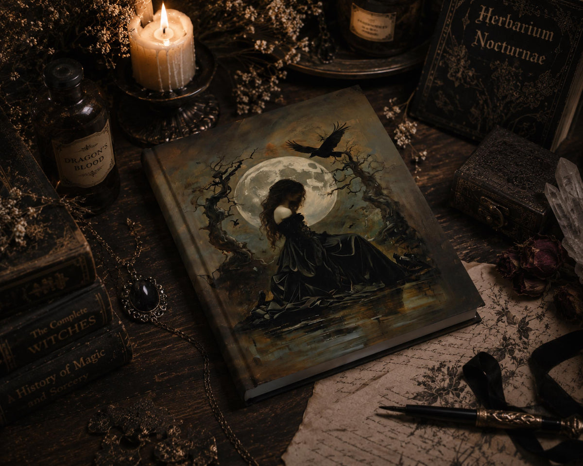 Gothic Writer Notebook Witch Gift Idea for Bestie Vintage Diary for Mythology Enthusiast Celtic Goddess Dark Aesthetic Elegant Notebook