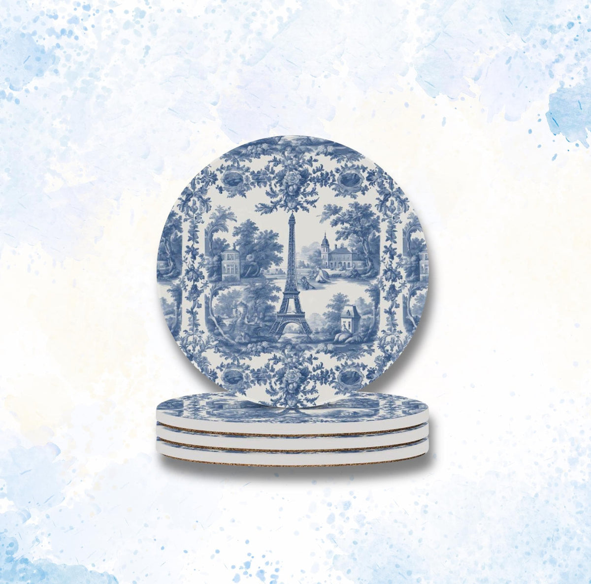 Grand Millennial Housewarming Gift Shabby Chic French Toile Ceramic Coaster Set Toile de Jouy Home Decor Birthday Gift For Garden Lover