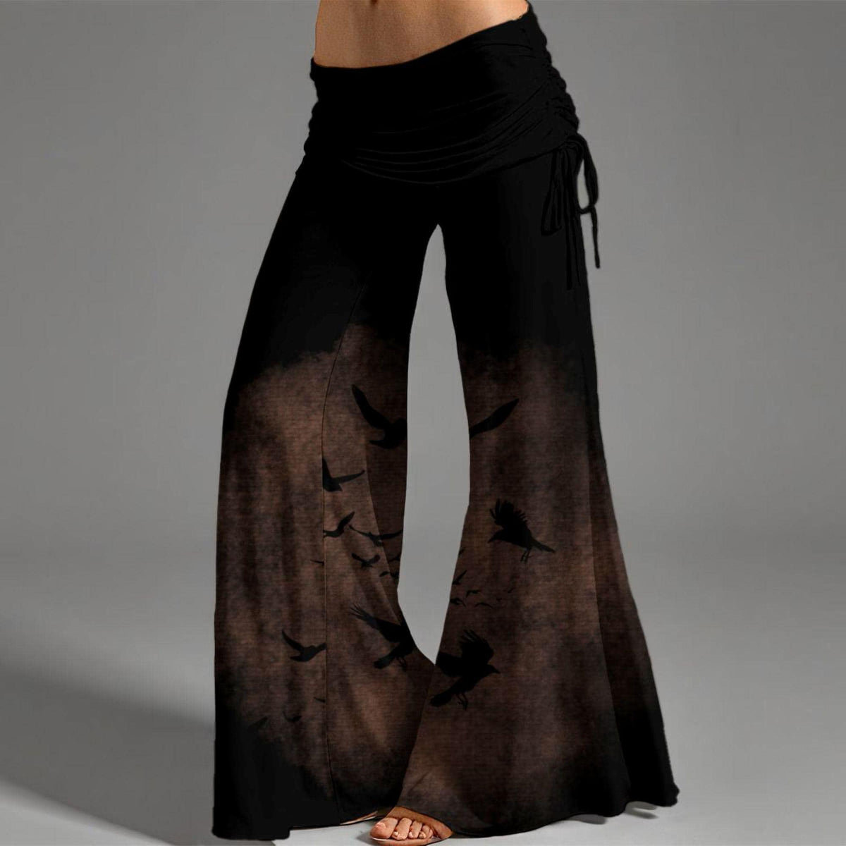 Raven Whimsigoth Clothes Edgar Allan Poe Gift for Women Atl Clothing Murder of Crows Palazzo Pants Gothic Wide Leg Trousers for Pilates