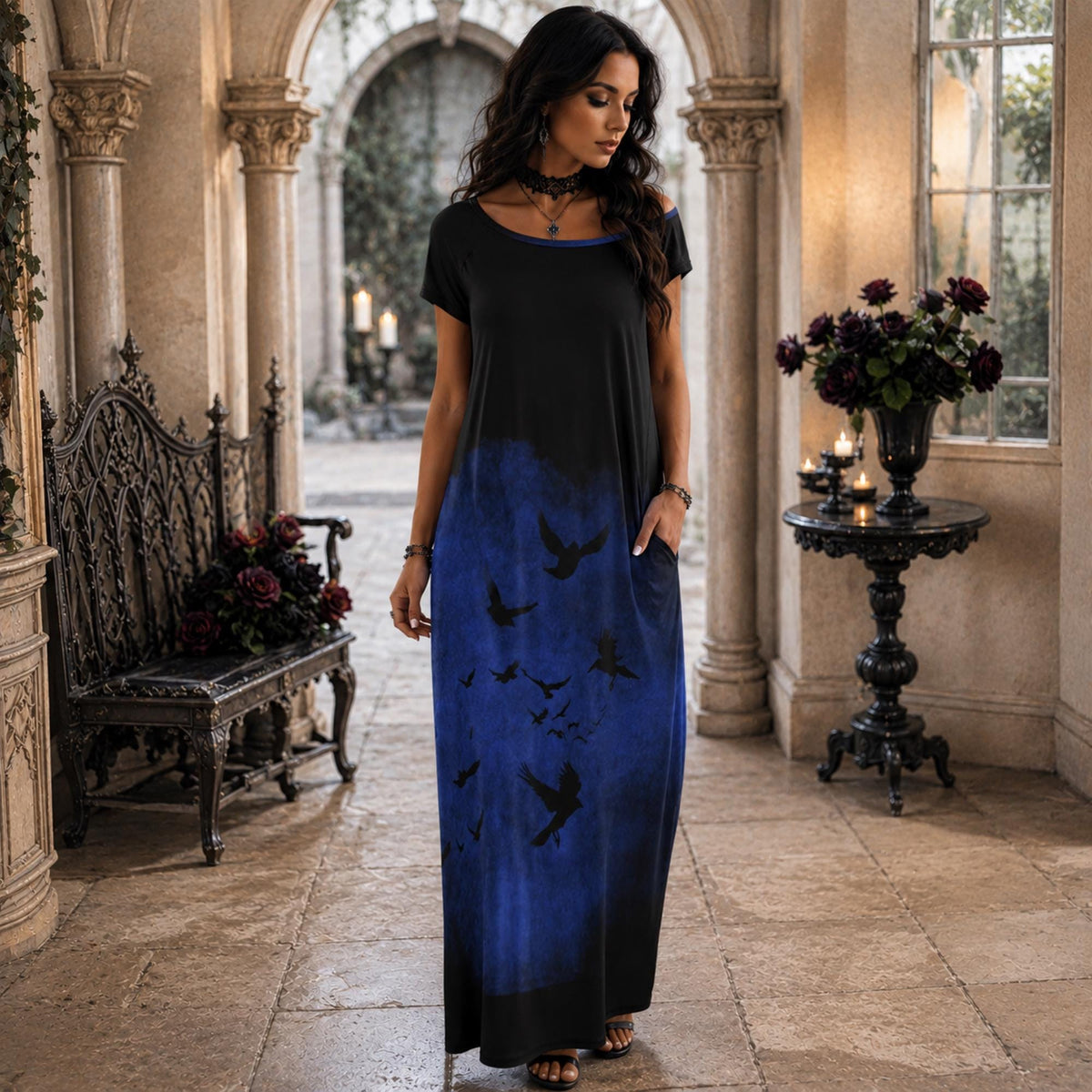 Whimsigoth Clothing Witchy Alt Clothing For Halloween Gothic Clothing Long Dress With Pocket Dark Academia Dress Pagan Gift Idea for Holiday