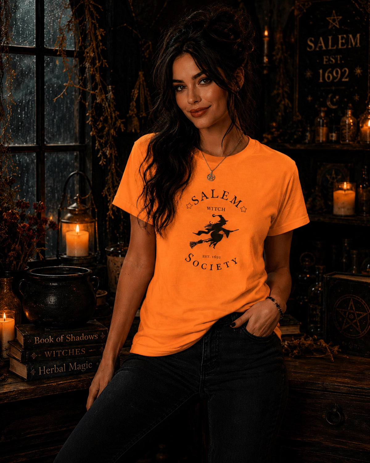 Vintage Salem Witch Society Tee Goth Halloween Fashion T-Shirt vintage style 1692 Salem Witch Clothing Fall Holiday Tee Shirt Teen Tops