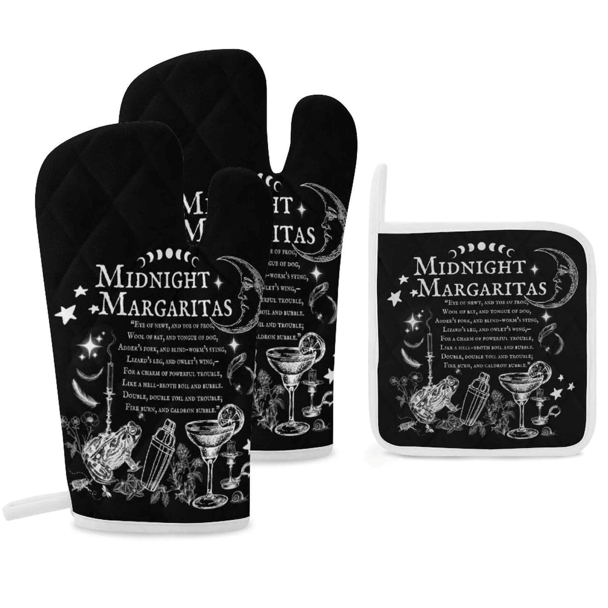 Midnight Margaritas Wiccan Kitchen Decor Dark Chef Accessory Witchcore Kitchen Pot Holder Witch Gift for Mom Kitchen Witch Gift Oven Mitt