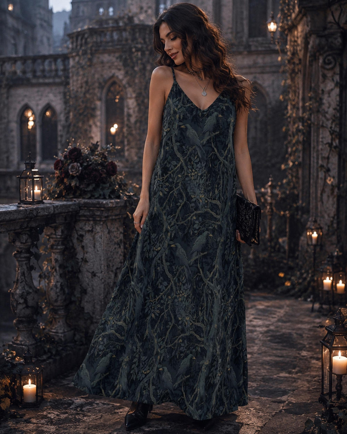 Alt Clothes for Vacation Goth 18th Birthday Gift Idea Dark Academia Whimsigoth Dress William Morris Inspired Spooky Season Goblincore Dress