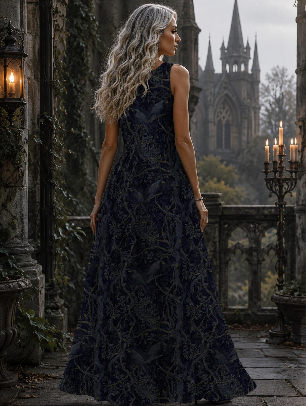 Alt Clothes for Vacation Goth 18th Birthday Gift Idea Dark Academia Whimsigoth Dress William Morris Inspired Spooky Season Goblincore Dress