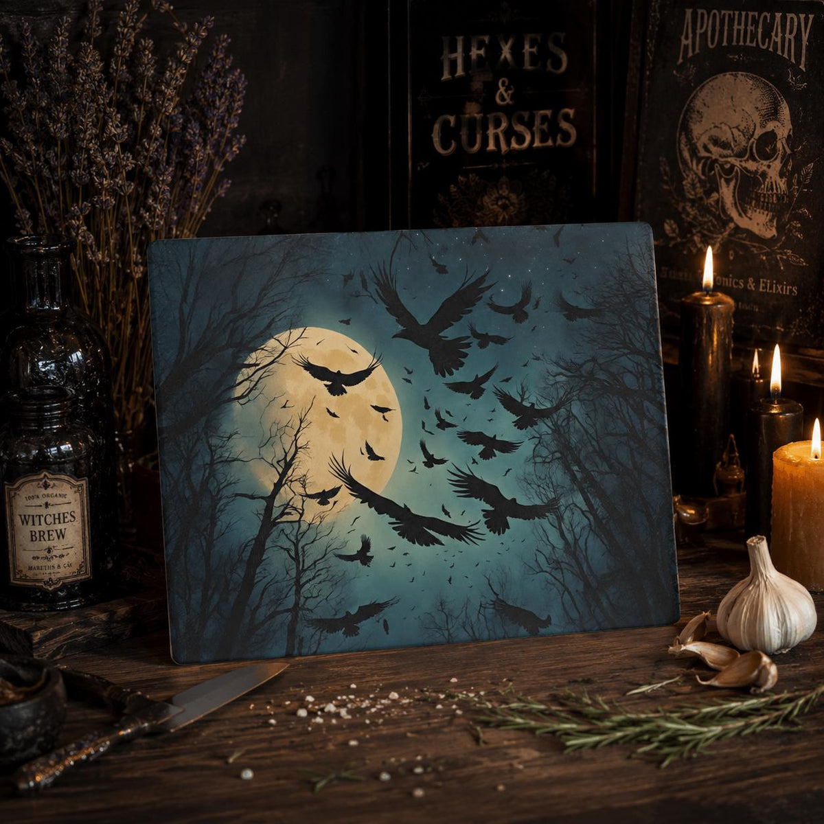 Practical Magic Accessory for Halloween Cutting Board Idea for Good Witch Crow Themed Gifts for Bird Nerd Dark Academia Whimsigoth Decor