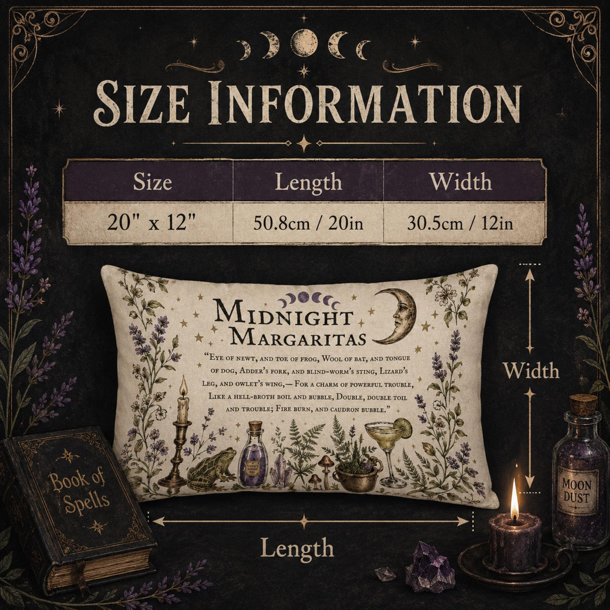 Practical Magic Midnight Margaritas Velvet Pillowcase Witchcore Halloween Throw Pillow Gothic Pillowcase Witch Gifts Decor Goth Witchy Vibes