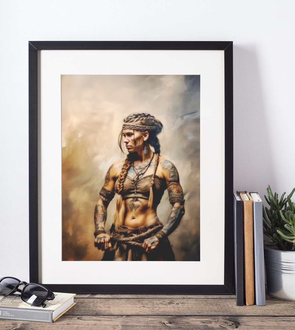 Medieval Viking Warrior Poster Nordic Folklore Wall Gift for Her Digital Art Office Decor Cool Girl Wall Art Granddaughter Graduation Gift