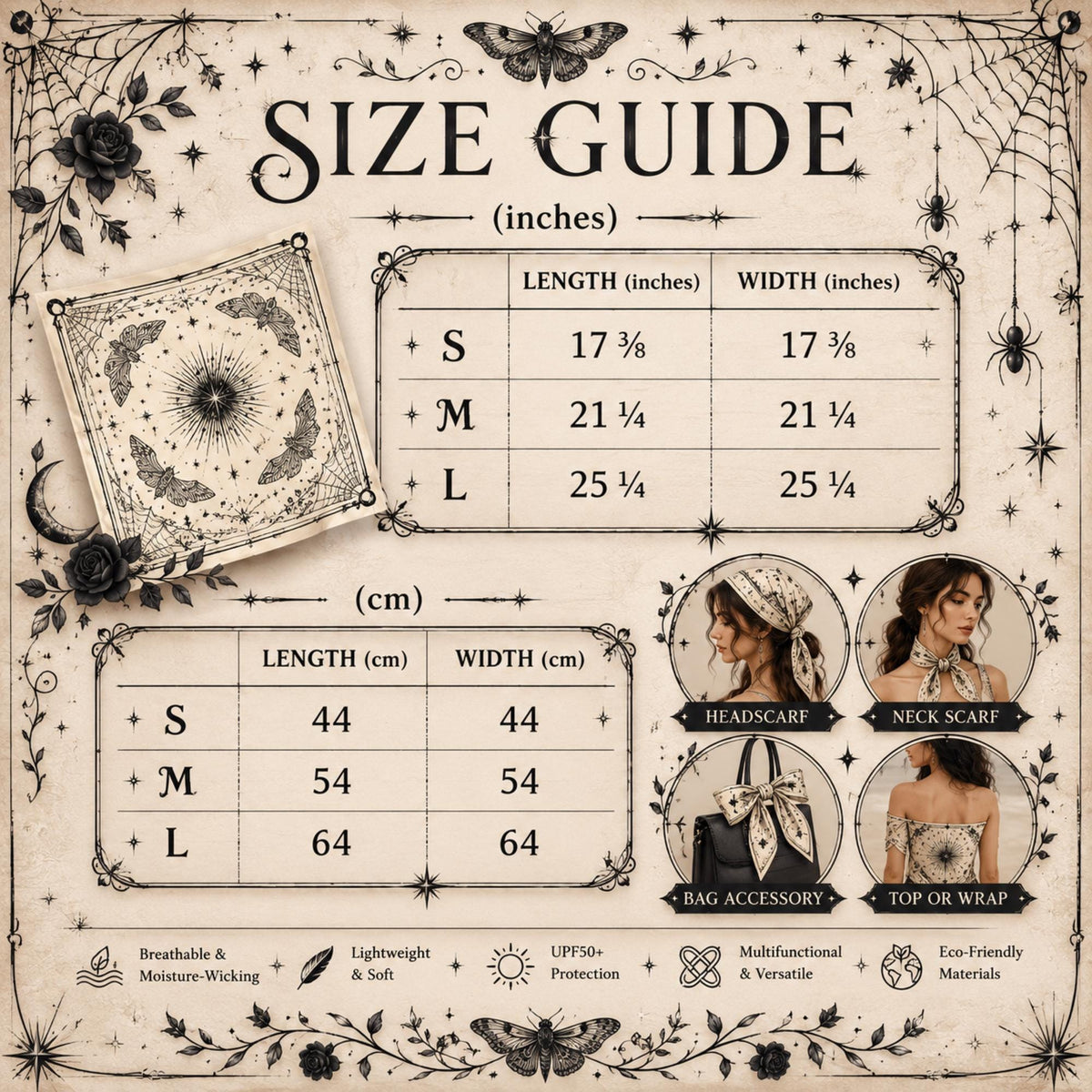 Halloween Bat Bandana Gift for Goth Girl Headscarf Custom Scarf Witchy Dark Academia Altar Cloth Grunge Clothing Hair Scarf Spiderweb Square