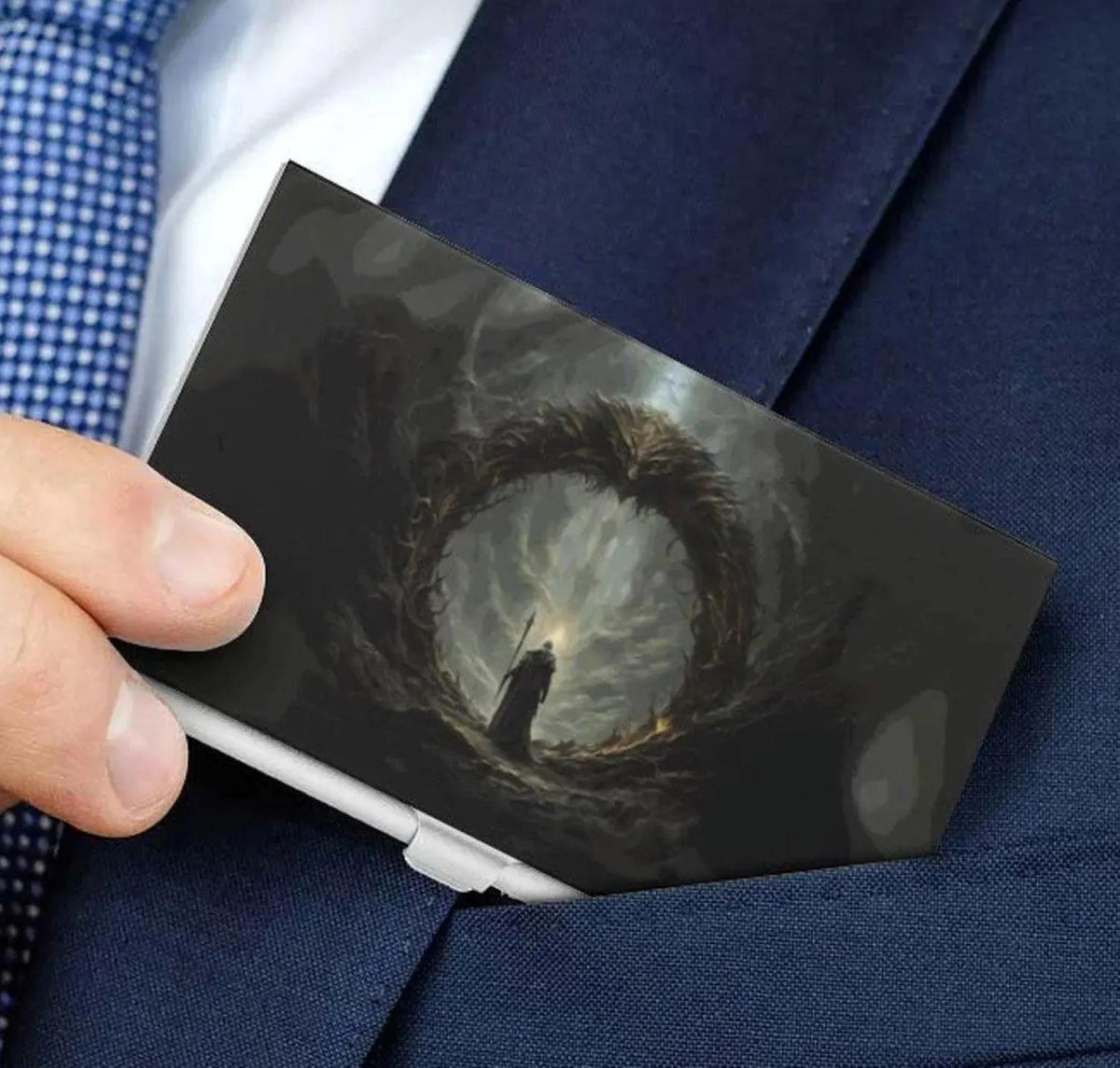 Gothic Merch for Dad Gamer Gift Idea Elden Ring Business Card Holder Gothic Dark Souls Video Game Lover Birthday Gift for Teen Dragonborn