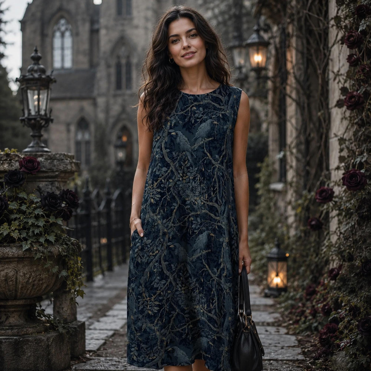 Alt Clothes for Vacation Goth 18th Birthday Gift Idea Dark Academia Whimsigoth Dress William Morris Inspired Spooky Season Goblincore Dress