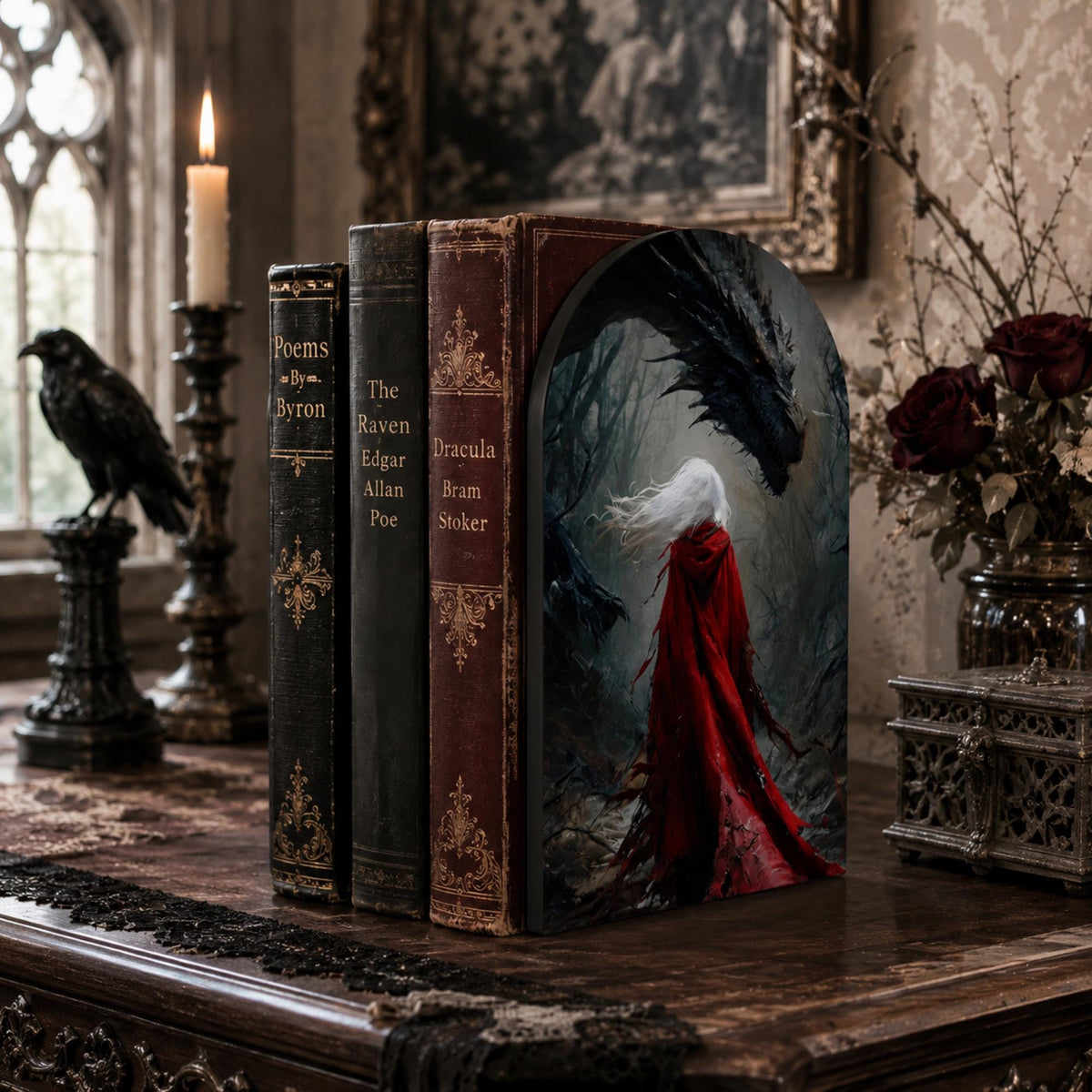 Reading Nook Decor from Blood and Ash Book Nook Accessory Throne of Glass Art Gothic Bookends TOG Dragon Sarah J Maas Merch for Book Lover