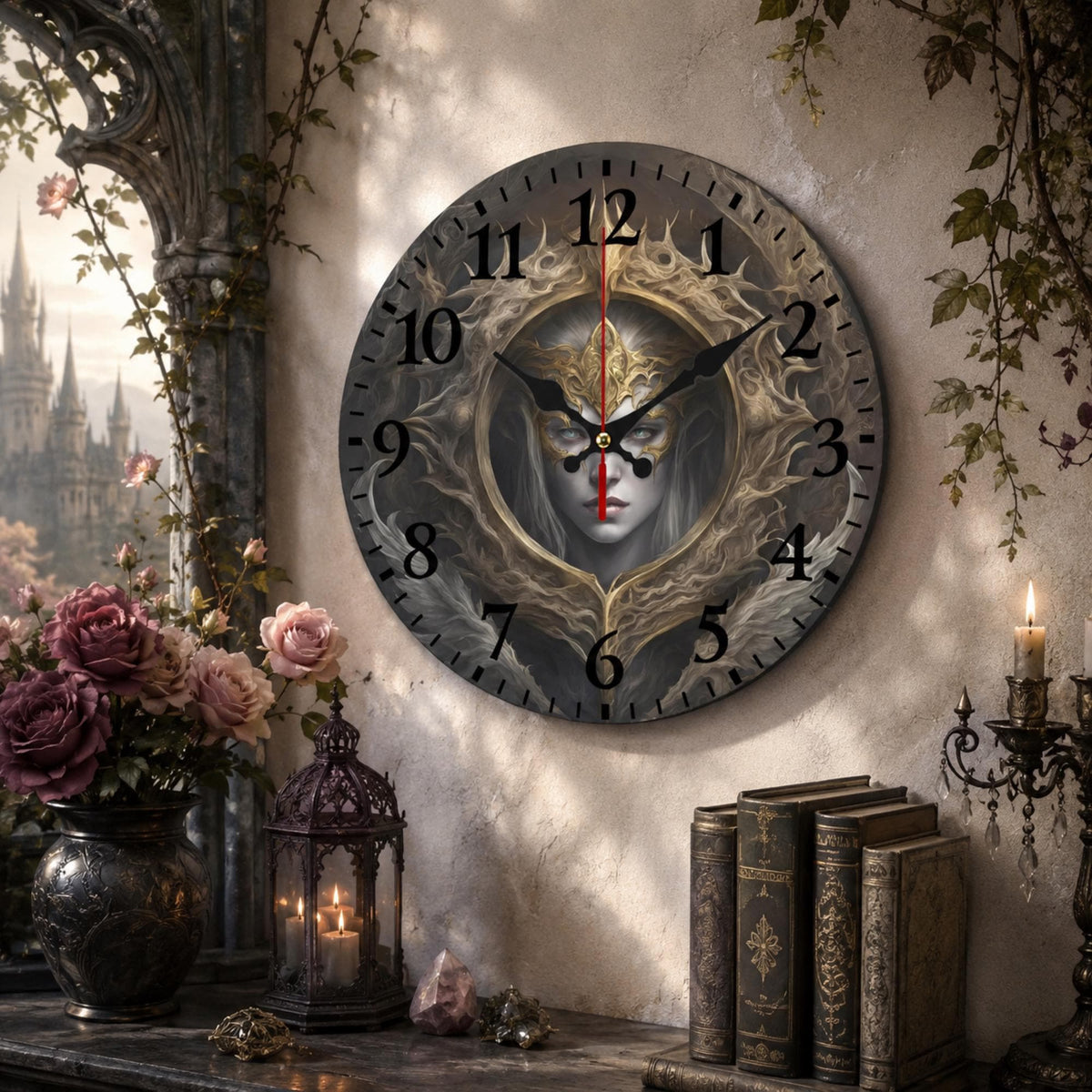 Fantasy Elden Ring Gift Idea for Gamer Boyfriend Wooden Decorative Wall Clock for New Gothic Homeowner Gift Halloween Fall Host Gift Decor