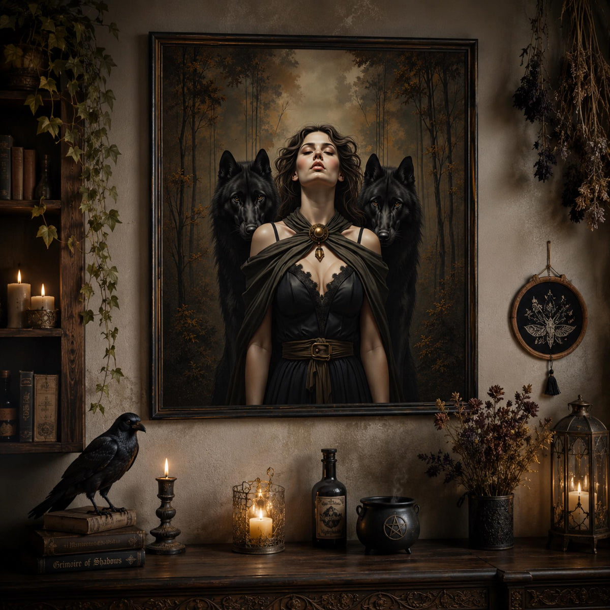Witchcraft Art for Altar Room Hecate Goddess Witchy Gift for Bestie Divine Feminine Greek Mythology Decor Idea for Entryway Occult Pagan Art