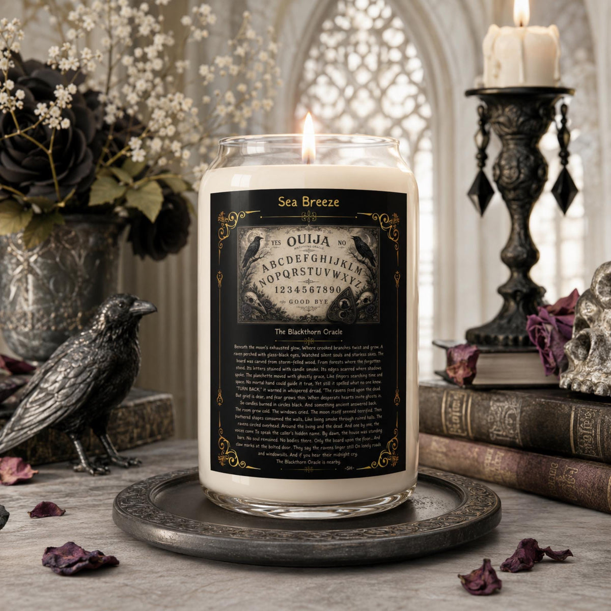 Ouija Board Occult Gift for Pagan Besti Goth Witchy Candle Gift for Autumn Host Gift Blackthorn Oracle Edgar Allan Poe Halloween Party Favor
