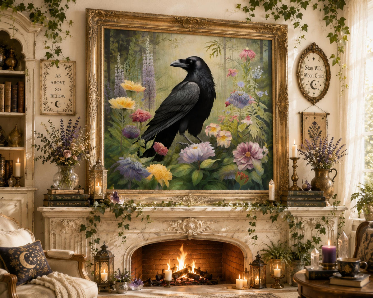 Crow Lover Gift Idea for the Holiday Moody Bird Print Gothic Aesthetic Dark Academia Raven Wall Art Gift Idea for Witchy Mom CottagecorePDF