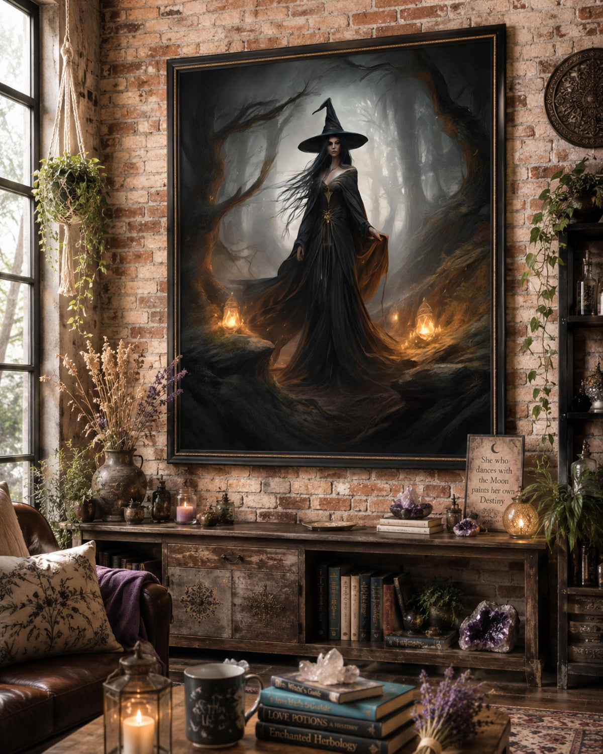 Spooky Witch Decor for Halloween Mystical dark academia Art Print Gift Idea for Bestie Gothic Wall Decor Idea for Entryway Enchanted Decor