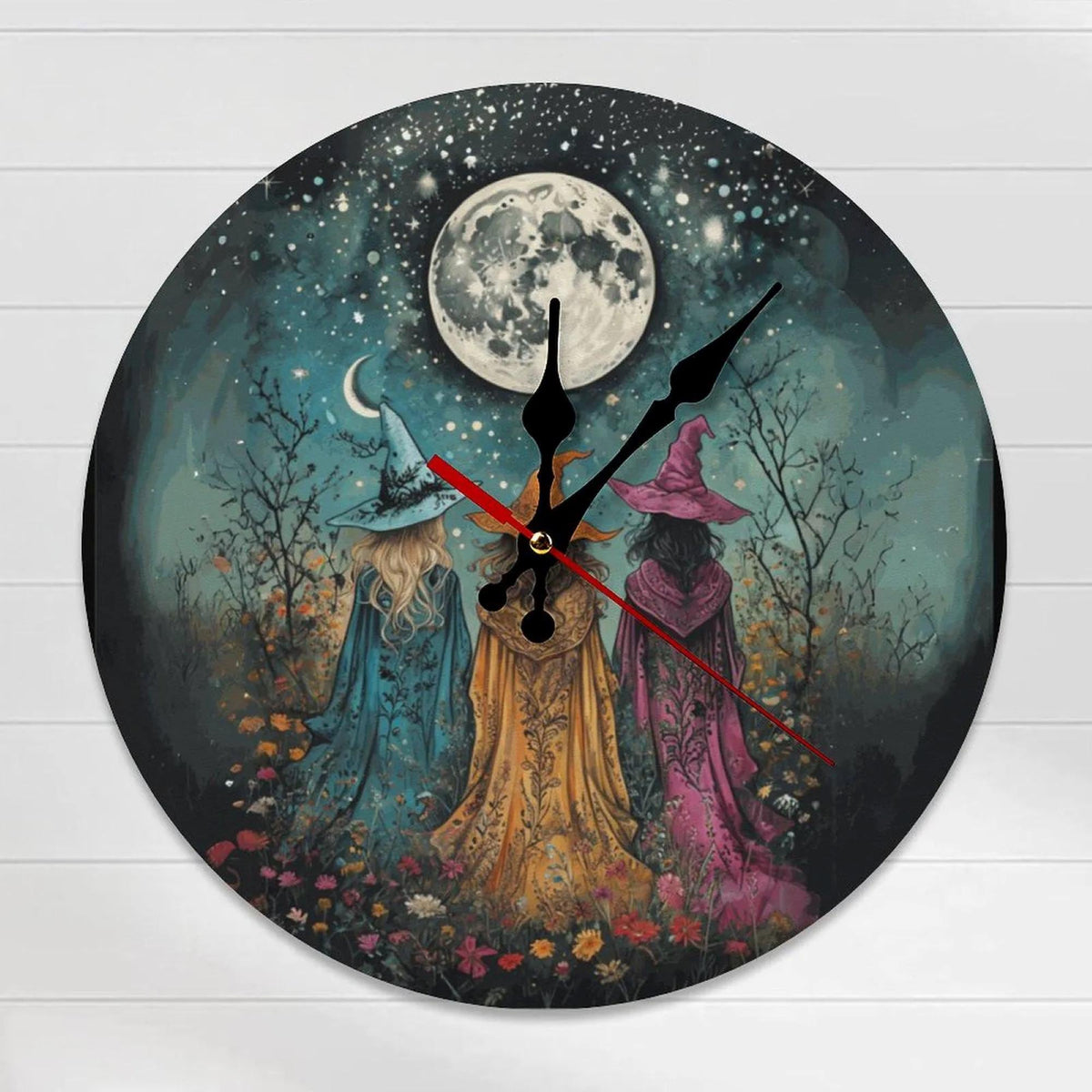 Halloween Fall Host Gift Idea for Mom Cottagecore Whimsigoth Birthday Gift for Sister Practical Magic Wood Wall Clock for Kitchen Witch Gift