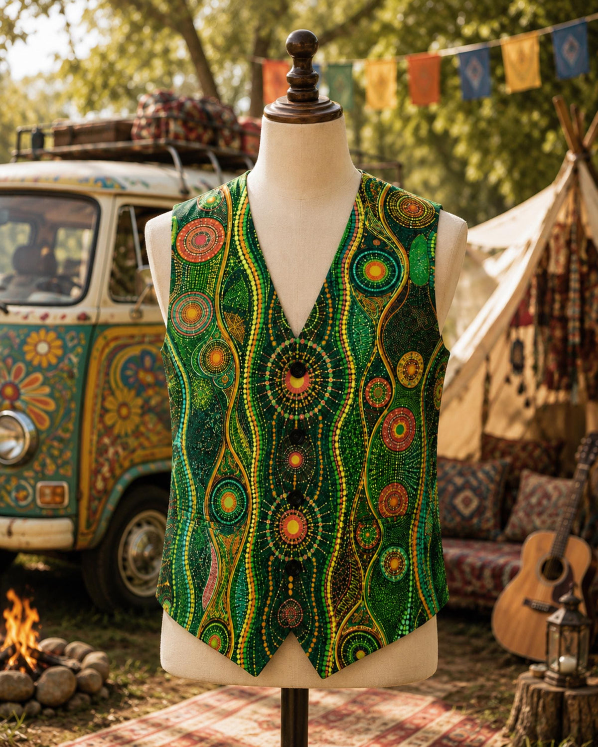 Gift for Dad Green Vest Groomsman Cool Dads Club Hippy Vest Boho Formal Groomsman Plus Size Ren Faire Wedding Guest Father of the Bride