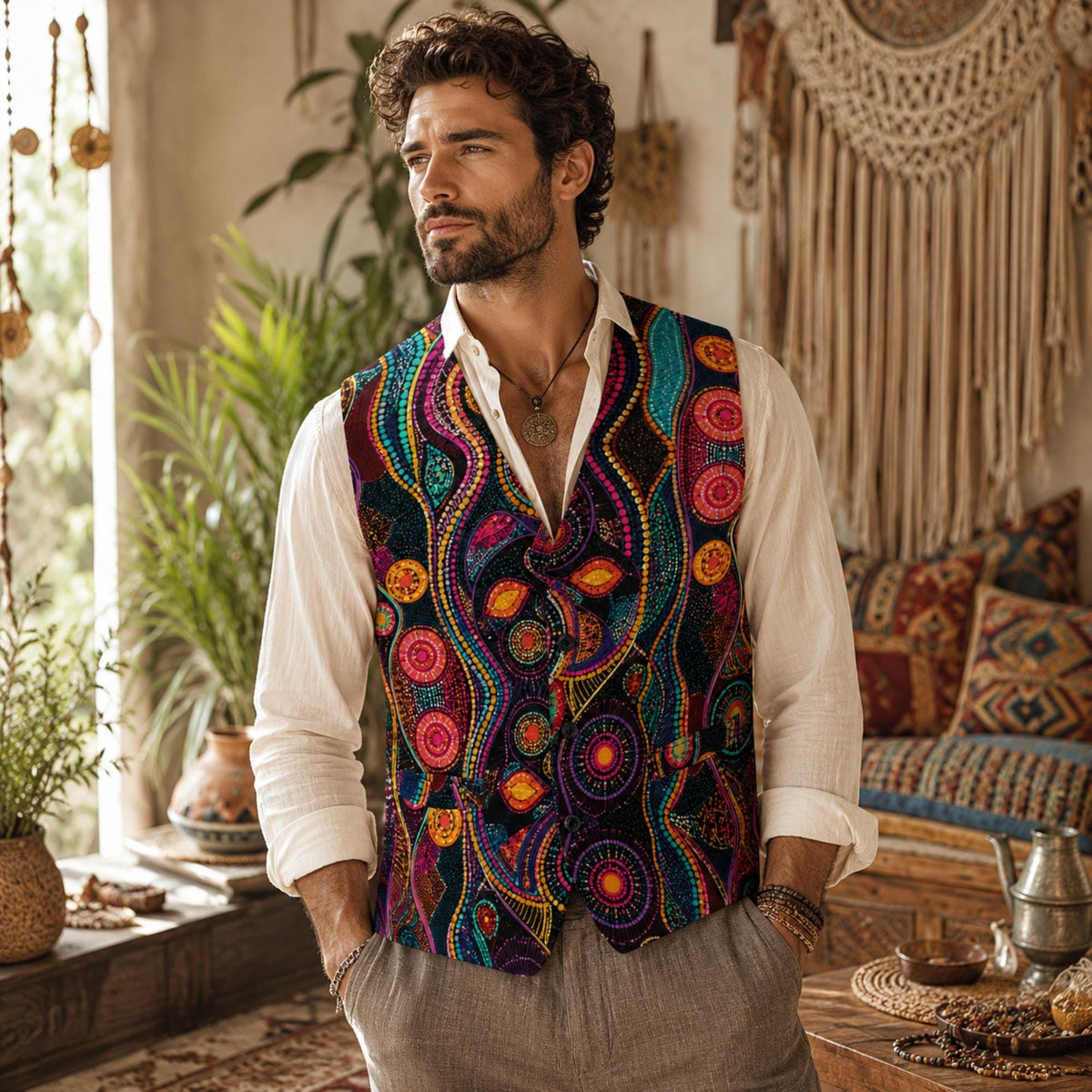 Gift for Dad Green Vest Groomsman Cool Dads Club Hippy Vest Boho Formal Groomsman Plus Size Ren Faire Wedding Guest Father of the Bride