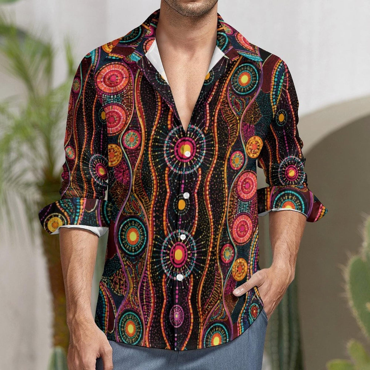 Ren Faire Holiday Mens Oxford for Boho Grandpa Clothing Birthday Dad Hippy Romance Shirt for Boyfriend Plus Size Bohemian Clothing Gift Idea