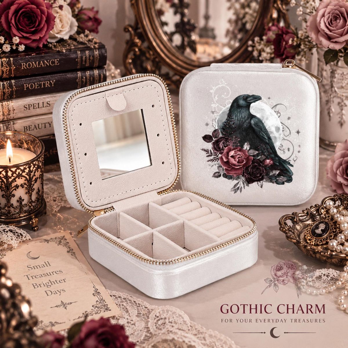 Gothic Crow Decorative Stash Box for Witchy Coworker Gift Pagan Mom Whimsy Woodland Portable Jewelry Box Gift Idea for the Holiday Keepsake