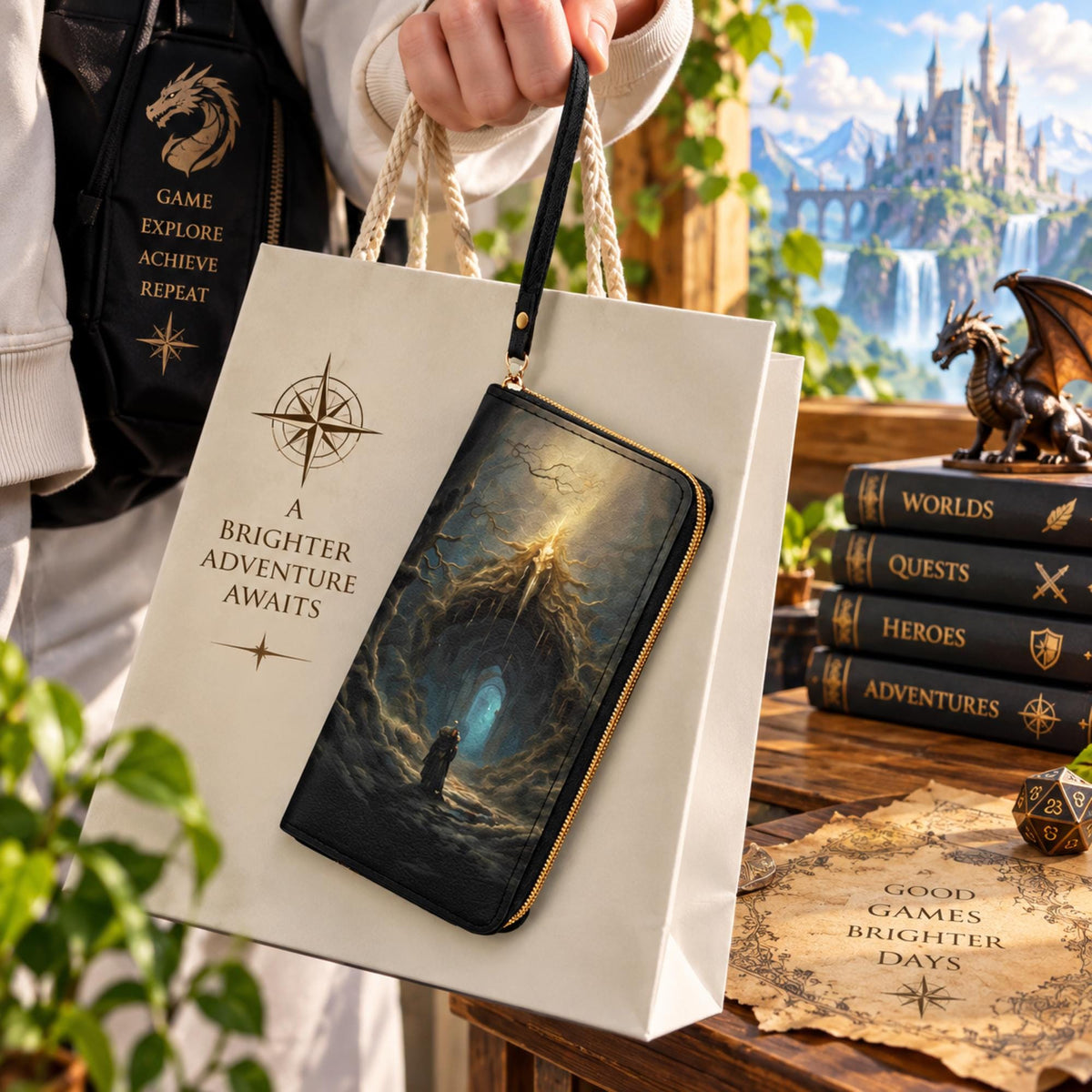 Perfect Gamer Gift Christmas Personalized Wallet Elden Ring Warrior PU Leather Wristlet Strap Dark Souls Cell Phone Purse Ranni Gamer Merch