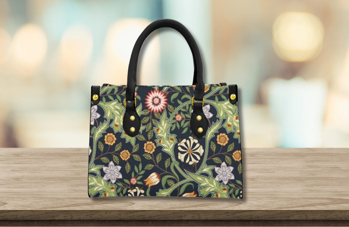 William Morris Inspired Floral Purse With Black Handle - Practical Magic Collection